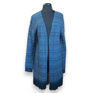 Natural Reflections Long Blue Knitted Cardigan Sweater X Large Western